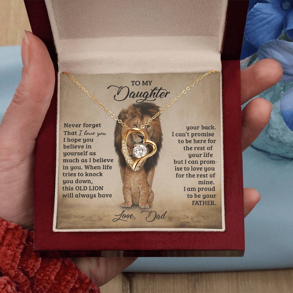 To My Daughter Proud Lion Love Forever Necklace