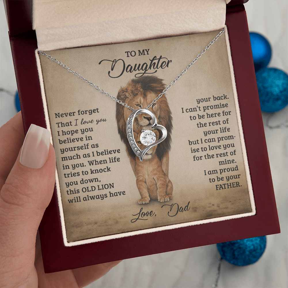 To My Daughter Proud Lion Love Forever Necklace
