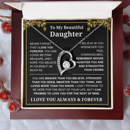 To My Daughter Love You Always & Forever Necklace