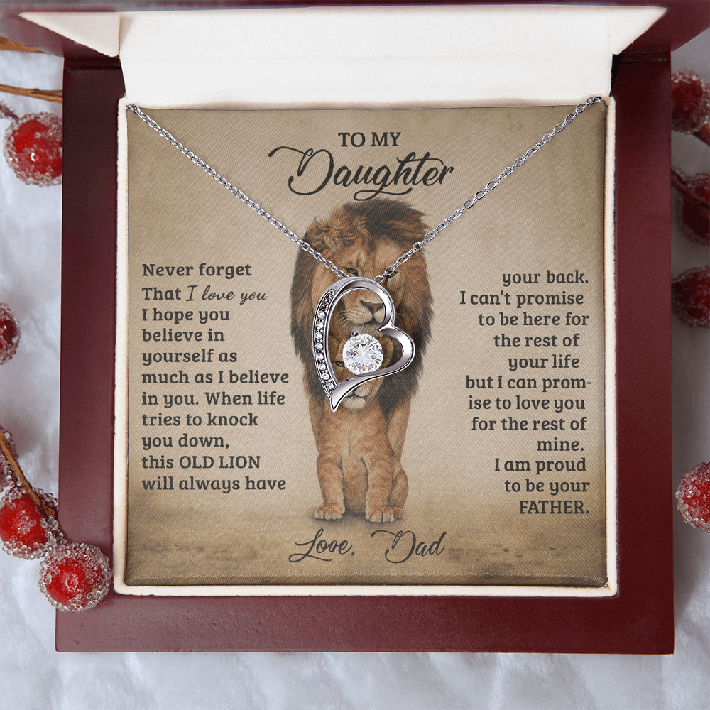 To My Daughter Proud Lion Love Forever Necklace