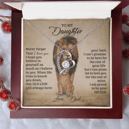To My Daughter Proud Lion Love Forever Necklace