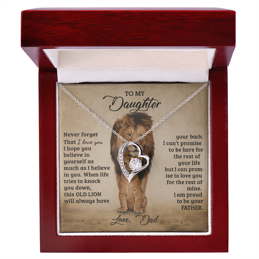 To My Daughter Proud Lion Love Forever Necklace