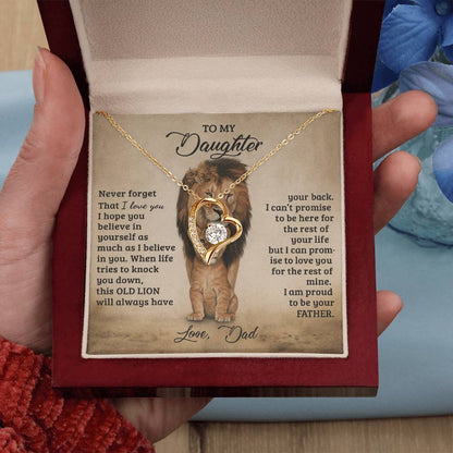 To My Daughter Proud Lion Love Forever Necklace