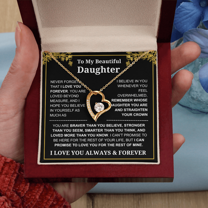 To My Daughter Love You Always & Forever Necklace