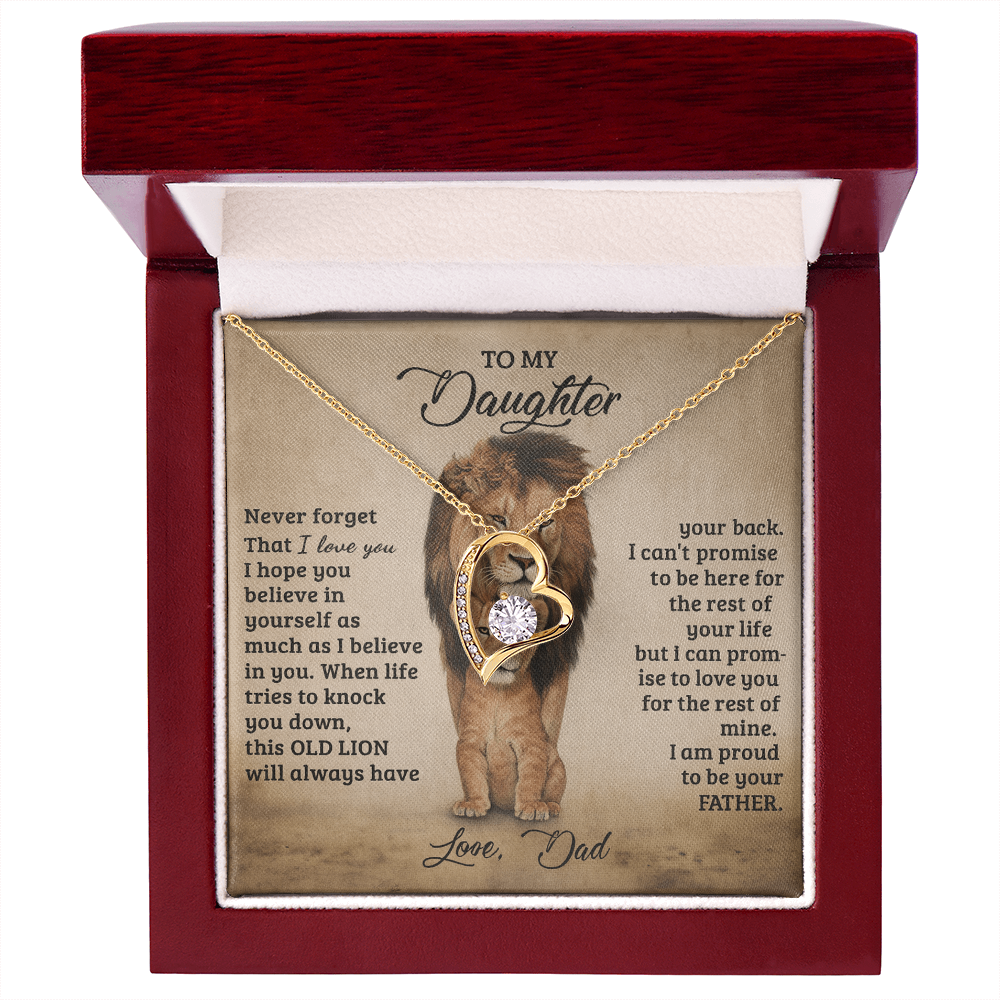 To My Daughter Proud Lion Love Forever Necklace