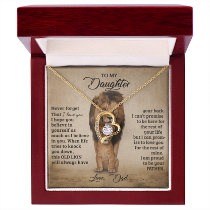 To My Daughter Proud Lion Love Forever Necklace