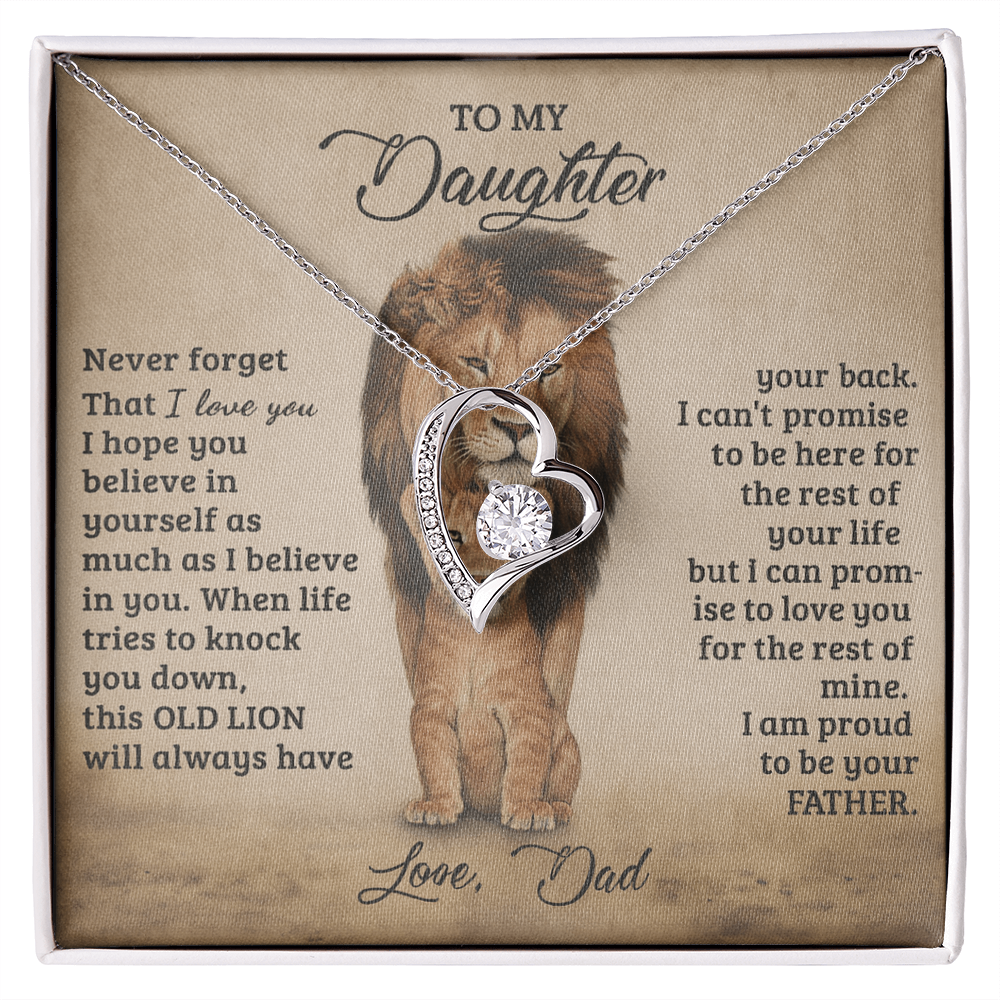 To My Daughter Proud Lion Love Forever Necklace