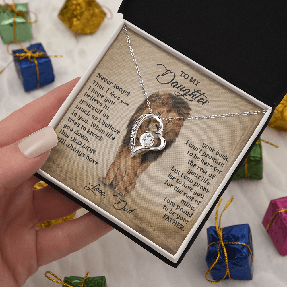 To My Daughter Proud Lion Love Forever Necklace