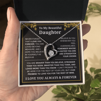 To My Daughter Love You Always & Forever Necklace