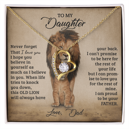 To My Daughter Proud Lion Love Forever Necklace