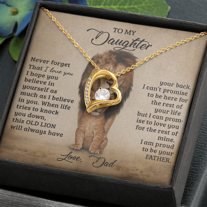 To My Daughter Proud Lion Love Forever Necklace